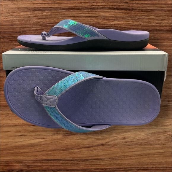 Vionic Shoes - NWT VIONIC TIDE PURPLE SEQUIN FLIP FLOP SANDAL WOMEN'S SZ 8